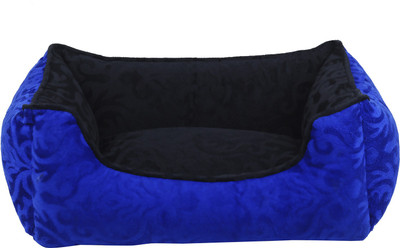 

Sri Imported Reversible Rectangular Velvet Designer Printed Puppy Sofa Bed & Small Dog Cat Sofa (Blue Black) (small, Blue Black) S Pet Bed(Blue, Black)