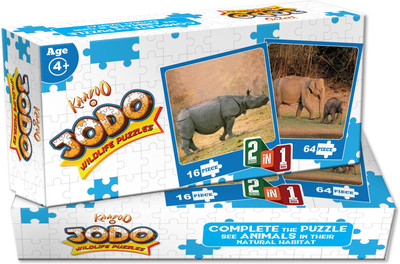 

Kaadoo Jodo-Elephant(64)+Rhino (16)-2-in-1 puzzle(1 Pieces)