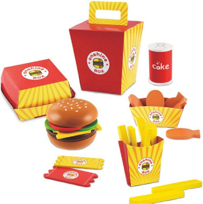 

M-Alive Complete Fast Food set Burger, Fries with Ketchup- Pretend Play Toy for Kids