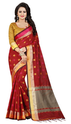 Ishin Woven Bollywood Art Silk Saree(Red) Ishin Woven Bollywood Art Silk Saree(Red)