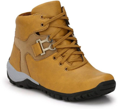 

Deals4you Men And Boys Casual Stylish Synthetic Leather Boots Shoes Boots For Men(Tan, Grey