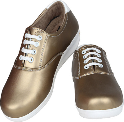 Fashimo Sneakers For Women(Gold, White