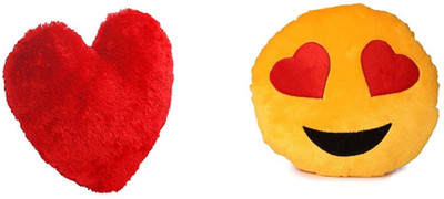 

MTC Combo Pack Of Love Red Heart Cushion Stuffed Soft Pillow & Heart Eye Smiley- 35cm - 35 cm(Multicolor)