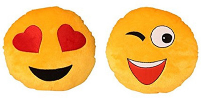 

MTC Combo Pack of Cute Yellow Heart Eyes Smiley & Wink smiley Cushion Stuffed Soft Plush Toy Soft Toy- 35cm - 35 cm(Multicolor)