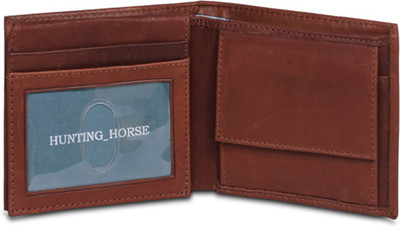 

HUNTING HORSE Men Tan Genuine Leather Wallet(4 Card Slots)