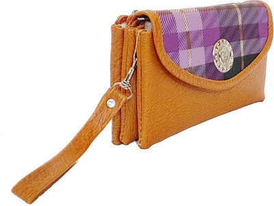 

kd collections Women Tan Artificial Leather Wrist Wallet(5 Card Slots)