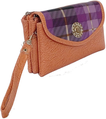 

kd collections Women Multicolor Artificial Leather Wrist Wallet(5 Card Slots), Peach