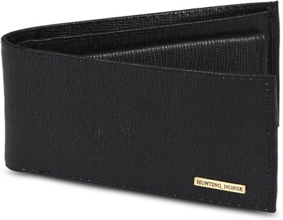 

HUNTING HORSE Men Black Genuine Leather Wallet(4 Card Slots)