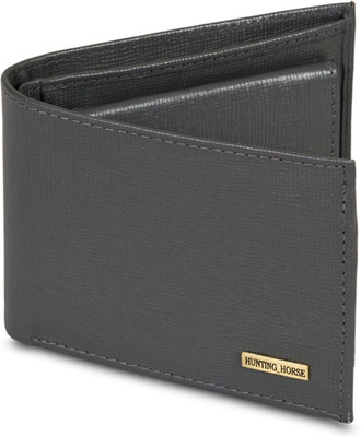 

HUNTING HORSE Men Grey Genuine Leather Wallet(4 Card Slots)