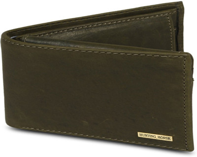 

HUNTING HORSE Men Green Genuine Leather Wallet(4 Card Slots)