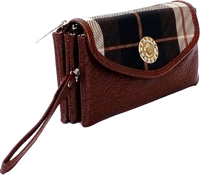 

kd collections Women Brown Artificial Leather Wrist Wallet(5 Card Slots), Dark brown