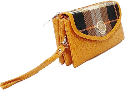 

kd collections Women Multicolor Artificial Leather Wrist Wallet(5 Card Slots), Mustard