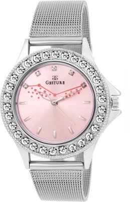 Gesture Gesture Pink Diamond Studded Strap Type Chain Watch Watch  - For Women   Watches  (Gesture)