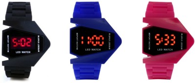 Nubela New Rocket LED Black, Blue And Pink Color Combo Of 3 Watch  - For Boys & Girls   Watches  (NUBELA)