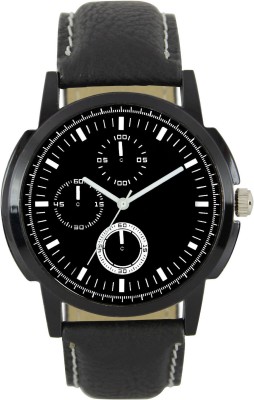 SVM Black Dial Black Leather Strap Stylish Watch For Boys And Girls Watch - For Men & Women Watch  - For Men   Watches  (SVM)