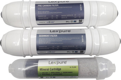 

lexcru Pokar Ro Lexpure Silver Pre Carbon + Sediment + 5 Stage Mineral Cartridge + 6 pcs connactor (elbow) + 2 pcs X Clamp Suitable For all Brand RO Water Purifier Solid Filter Cartridge(5, Pack of 3)