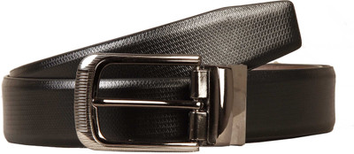 Scharf Men Formal Black Genuine Leather Reversible Belt, Black 697