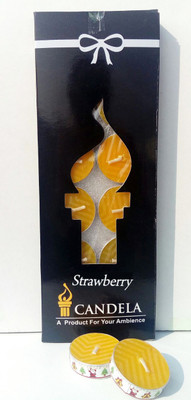 Candela 12 Scented Tea light Candles :Strawberry Candle(Yellow, Pack of 12)