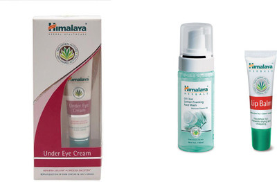

Himalaya under eye cream, oil clear lemon foaming face wash, lip balm(Set of 3)