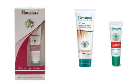 

Himalaya under eye cream , oil clear mud face pack, lip balm(Set of 3)