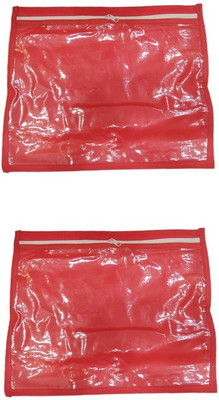

Shreeji Decoration Cover Bag Plain 24 Pcs Saree Suit Dress Bedsheet Red Packaging Plastic Zip(Red)