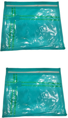 

Shreeji Decoration Cover Bag Plain 24 Pcs Blue Saree Suit Dress Bedsheet With Bow & Stripes Packaging Plastic Zip(Blue)