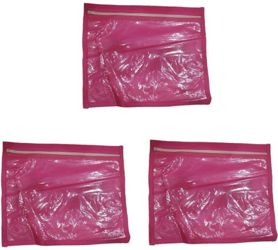 

Shreeji Decoration Cover Bag Plain 36 Pcs Saree Suit Dress Pink Packaging Plastic Zip(Pink)