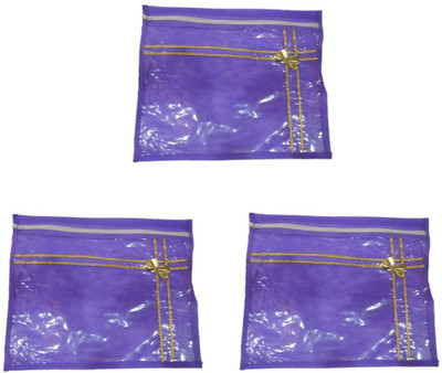 

Shreeji Decoration Cover Bag Plain 36 Pcs Purple Saree Suit Dress With Golden Bow & Stripes Packaging Plastic Zip(Purple)