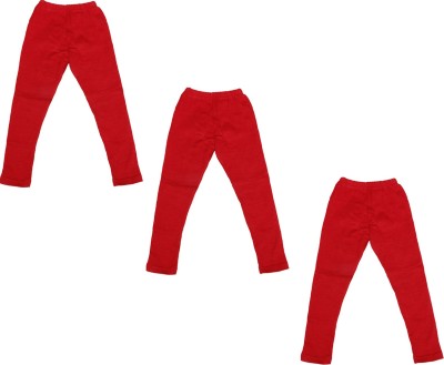 IndiWeaves Legging For Girls(Red Pack of 3)