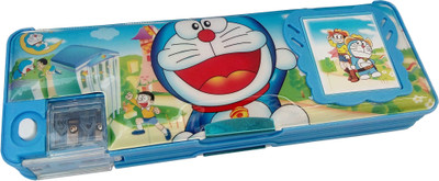 

Ashmaadi Both Side Openable Dual sharpener with calculatr Art Plastic Pencil Box(Set of 1, Multicolor)