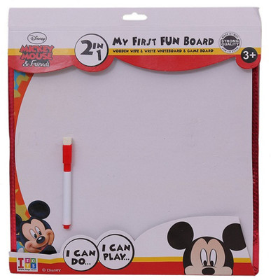 

Disney Mickey 2 in 1 My first fun board for kids in PVC packing Premium quality certified as EN 71 European standard safe for child Sports outdoor Indoor toys for kids Sports development toys Multi colour Includes MDF board Marker Duster