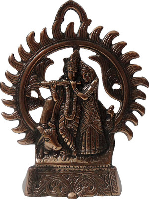 

FABZONE Wall Hanging Antique Lord Radha Krishna With Kamdhenu Cow Statue Hindu God Makhan chor/Laddu Gopal Sculputer Handicraft Idol Love Couple Decorative Spiritual Diwali Puja Vastu Showpiece Figurine - Religious Pooja Gift Item & Murti for Mandir / Tem