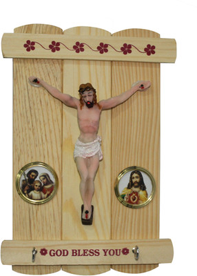 

Toyswala Lord Jesus Christ Key Holder Wall Decor Decorative Showpiece - 9.5 cm(Wooden, Multicolor)