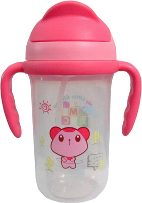 

My Little Champ Baby Soft Straw Sipper Cup Water Bottle With Handles 330ML(Pink)