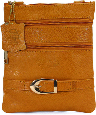 

REINE Girls Formal Gold Genuine Leather Sling Bag