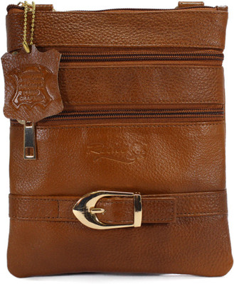 

REINE Girls Formal Tan Genuine Leather Sling Bag