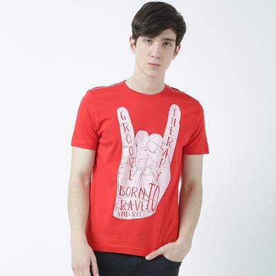 HUETRAP Printed Men Round Neck Red T-Shirt