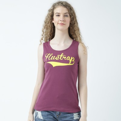 HUETRAP Casual Sleeveless Printed Women Maroon Top