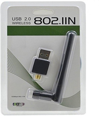 

techdeal Mini Wifi Usb Adapter With Antenna External Ethernet Dongle USB Adapter(Black)