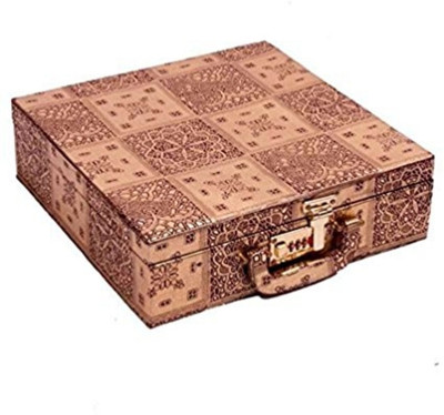 

Haryana Craft 3 Rods Bangle Organizer Box Hard Board Wooden Coated Jewelry Storage Lockable Bangls Box, Jewelry Box Vanity Box(Golden)