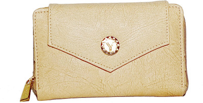 kd collections Women Beige Artificial Leather Wallet(7 Card Slots)
