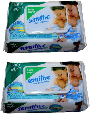 

Kidoyzz Sensitive Baby Wipes 90 Pieces in One Pack of 2(2 Pieces)