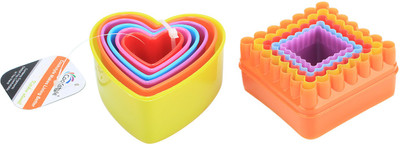

Cookstyle Plastic 6 Heart Shape + 5 Square Shape Cookie Cutter(Pack of 11)