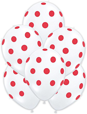 

ziggle Printed Red Polka dot balloons white polka dot balloons red dots 25Pcs XL Size 14 inches Balloon(Multicolor, Pack of 25)