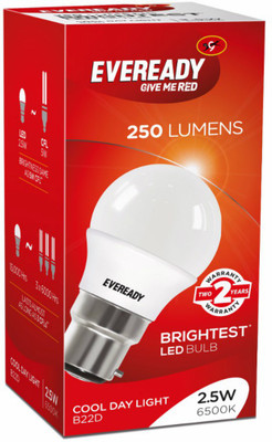 EVEREADY 2.5 watts Basic Round B22 D LED Bulb(White)
