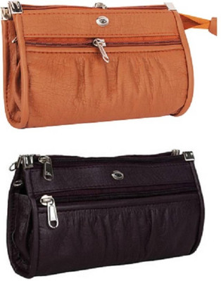 

G COMPANY Casual Tan, Purple Clutch, Purple;tan
