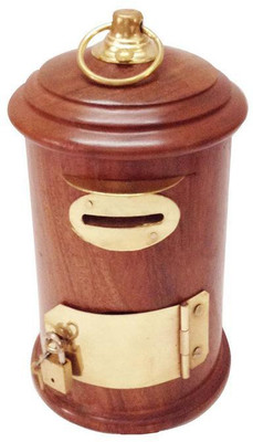

Craft Art India Decorative Handmade Wooden Money Bank/Piggy Bank/Coin Bank in Letter box Shape {CAI-HD-0254-C/Size(Inch):6.7x4x4} Coin Bank(Brown)