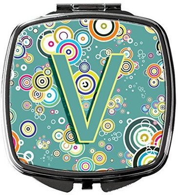 

Caroline's Treasures CJ2015-VSCM Letter V Circle Teal Initial Alphabet Compact Mirror