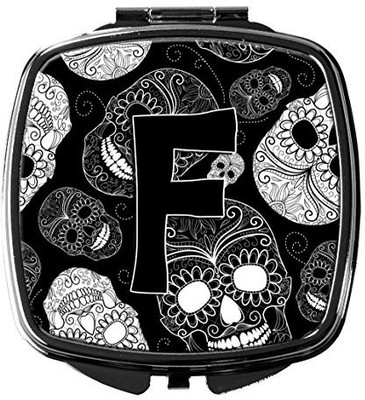 

Caroline's Treasures CJ2008-FSCM Letter F Day of the Dead Skulls Black Compact Mirror