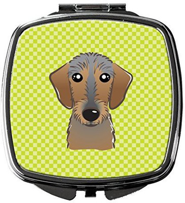 

Caroline's Treasures BB1295SCM Checkerboard Lime Green Wirehaired Dachshund Compact Mirror